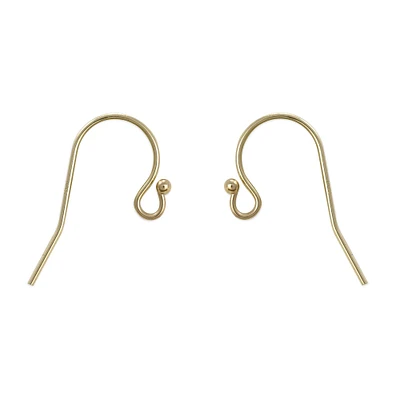 JewelrySupply 14k Yellow Gold Ball 20mm Shepherd Hook Ear Wires (1 Pair of 14KT Gold Earrings)