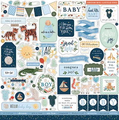 Echo Park Welcome Baby Boy Element Stickers