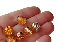 14 12mm Citrine Buttons Honey Yellow Acrylic Buttons Faceted Round Shank Buttons