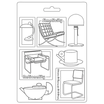 Stamperia Soft Maxi Mould A5-Chairs, Bauhaus