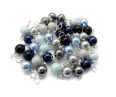 Crystal Charms Mix, 20pc Blue Gray & Black Pearl Dangles, Adorabilities