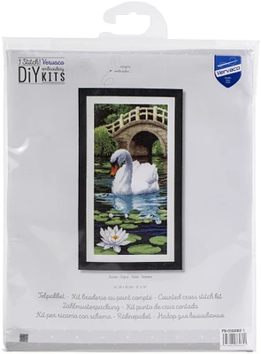 Vervaco Counted Cross Stitch Kit 8"X16"-Swan (14 Count)