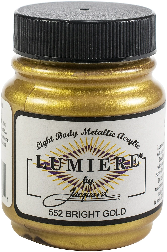 Multipack of 12 - Jacquard Lumiere Metallic Acrylic Paint 2.25oz-Bright Gold