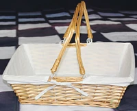 Rectangular Willow Basket with White Fabric Lining