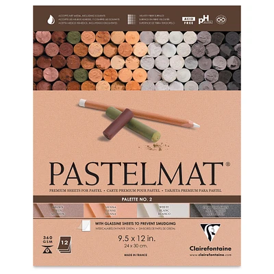 Clairefontaine Pastelmat Pad - 9-1/2" x 12", Assorted, Palette No. 2, 12 Sheets