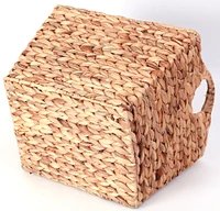 Water Hyacinth Rectangular Wicker Storage Baskets with Cutout Handles, Large