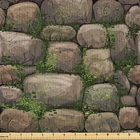 Ambesonne Nature Fabric by The Yard, Stones Covered with Moss Rock Formation Forest Peaceful Meditation Theme, Decorative Satin Fabric for Home Textiles and Crafts, 5 Yards, Dark Taupe Fern Green