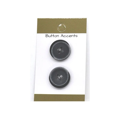 Belagio Resin Buttons, 0.75" Diameter, Crescent Highlight Design, 2 Piece Pack, Gray