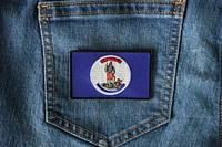 Patch, Embroidered Patch (Iron-On or Sew-On), Historical State of Virginia Flag Patch, 3" x 2"