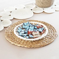 Set of 4 Decorative Round Natural Woven Handmade Water Hyacinth Placemats