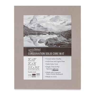 Crescent Select Conservation Solids Pre-Cut Mat - Gray, 4 ply, 16" x 20"