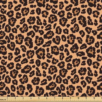 Ambesonne Leopard Print Fabric by The Yard, Orange Color Leopard Texture Illustration Exotic Fauna Inspired Pattern, Decorative Fabric for Upholstery and Home Accents, 10 Yards, Orange Black