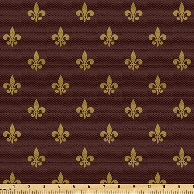 Ambesonne Fleur De Lis Fabric by The Yard, French Pattern European Culture Theme Abstract Vintage Renaissance, Decorative Fabric for Upholstery and Home Accents, 10 Yards, Yellow Burgundy