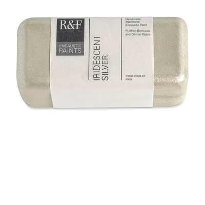 R&F Encaustic Paint Block - Iridescent Silver, 104 ml block