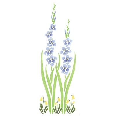 Tall Gladiolus Wall Stencil | 752 by Designer Stencils | Floral Stencils | Reusable Art Craft Stencils for Painting on Walls, Canvas, Wood | Reusable Plastic Paint Stencil for Home Makeover | Easy to Use & Clean Art Stencil