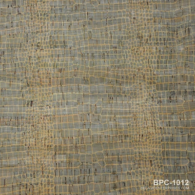 Belagio Cork Fabric, 25" Wide, Crocodile Print, Green Multi, 3-Yard Cut