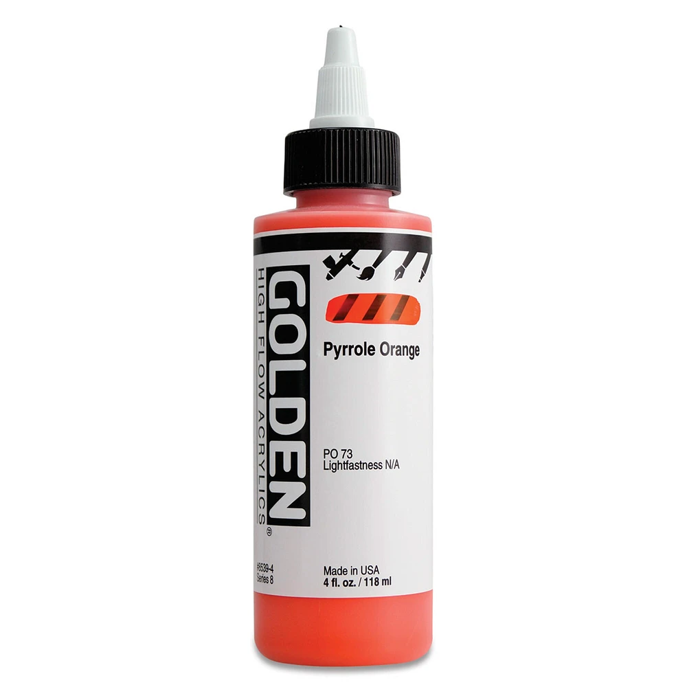 Golden High Flow Acrylics - Pyrrole Orange, 4 oz bottle