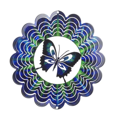 Kaleidoscope Butterfly Blue Wind Spinner