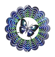 Kaleidoscope Butterfly Blue Wind Spinner