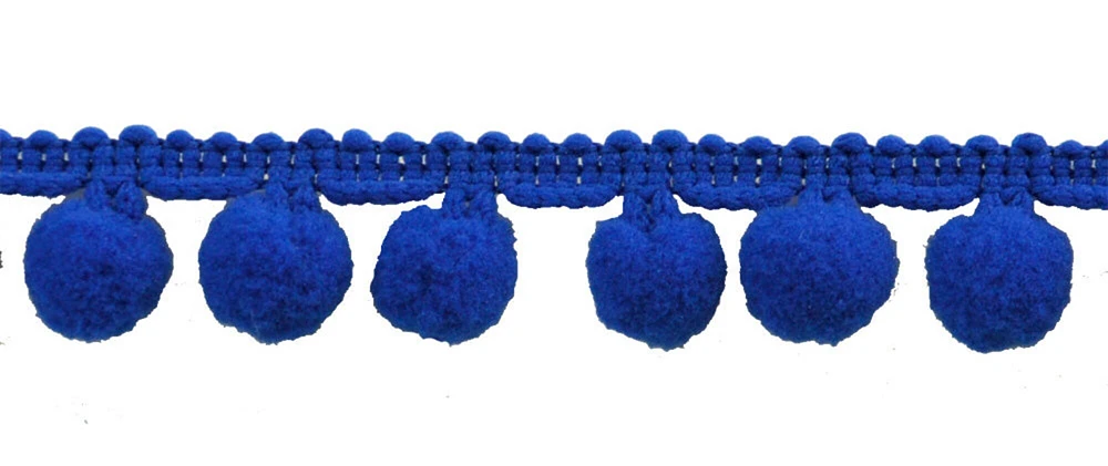 Belagio Pom Trim, 1.25" Wide, 10-Yard Bolt, Royal Blue