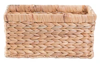 Natural Woven Water Hyacinth Wicker Rectangular Storage Bin Basket with Handles