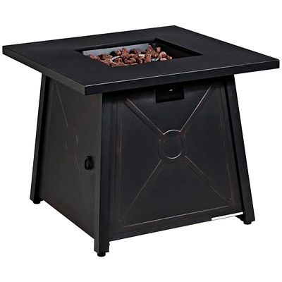 Gymax 30 Square Gas Fire Pit Table Propane 50,000 BTU Patio Yard w/ Lava Rocks