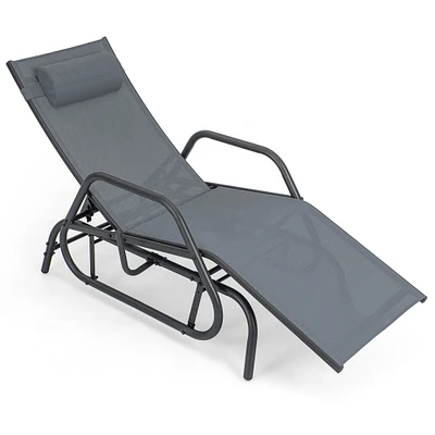 Gymax Patio Chaise Lounge Glider Recliner Chair Adjustable Sturdy Metal Frame Outdoor