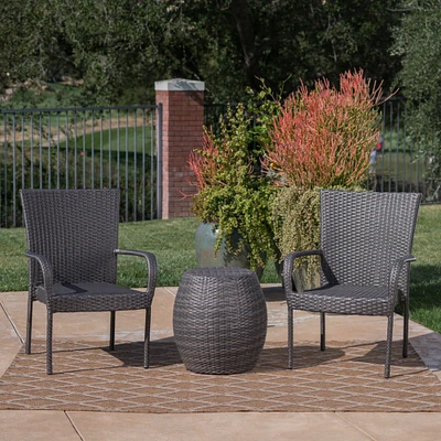 GDFStudio Orlando Outdoor 3 Piece Wicker Chat Set