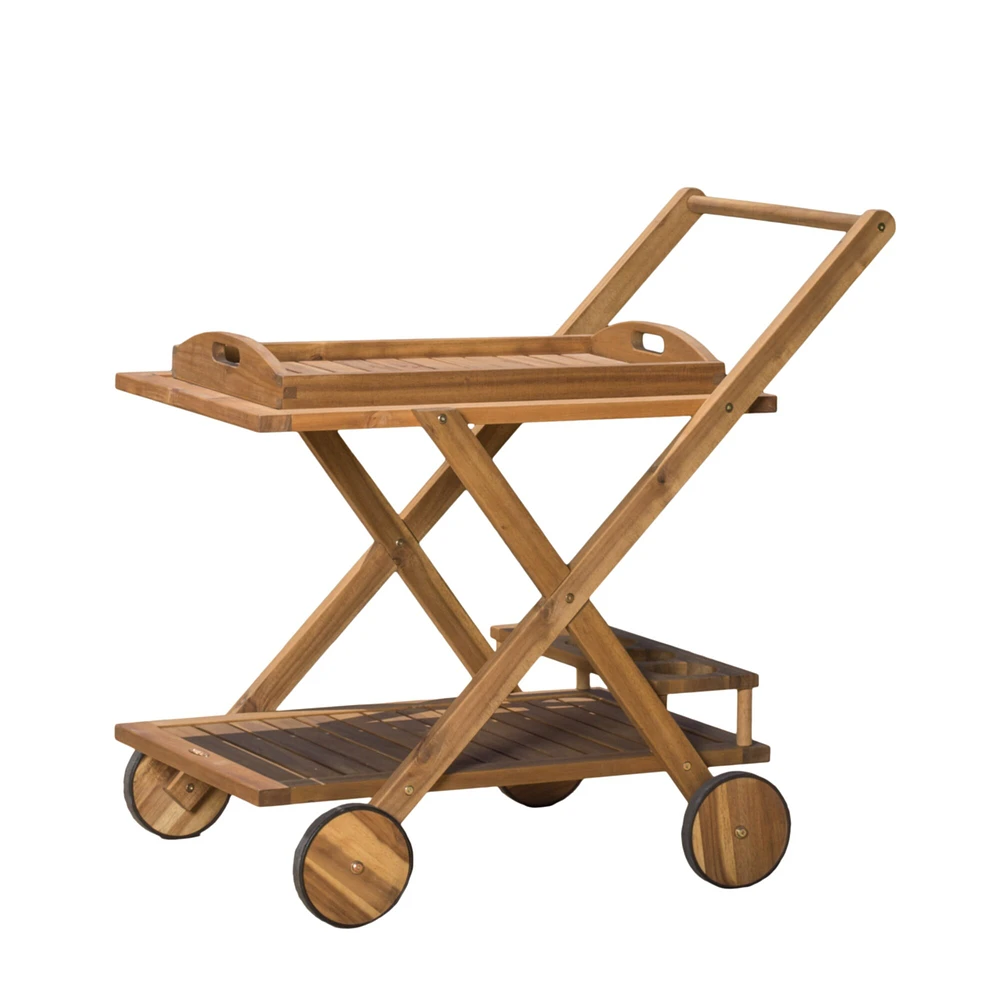 GDF Studio Jackson Natural Stained Acacia Wood Indoor Bar Cart