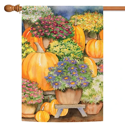 Toland Home Garden Pumpkins and Mums Fall Harvest Outdoor House Flag 40" x 28"