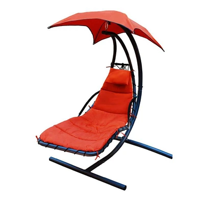 The Hamptons Collection 78" Orange and Gray Cloud 9 Hanging Chaise Lounger