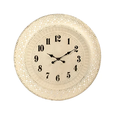 Zentique 32" Antique White Contemporary Round Cutout Wall Clock