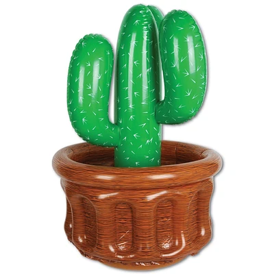 Party Central Pack of 6 Inflatable Green Potted Cactus Refreshment Coolers 26"