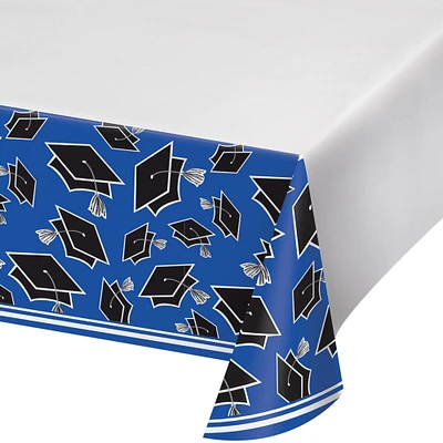 Party Central Club Pack of 12 Cobalt Blue and Black School Spirit Decorative Table Cover 102"