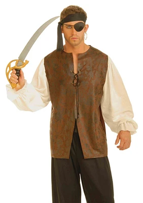 The Costume Center Brown and White Buccaneer Men Adult Halloween Shirt Costume - Extra Large