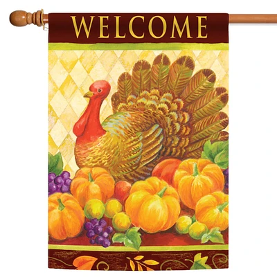 Toland Home Garden Turkey Harlequin Fall Harvest Outdoor House Flag 40" x 28"