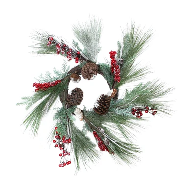Northlight Berries with Pine Cones and Pine Sprigs Artificial Christmas Wreath - 32-Inch, Unlit
