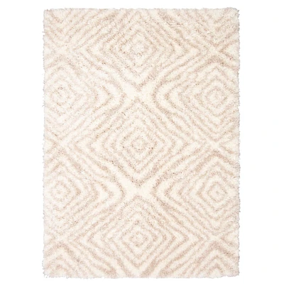 Chaudhary Living 5.25' x 7.25' Off White and Tan Moroccan Rectangular Shag Area Throw Rug