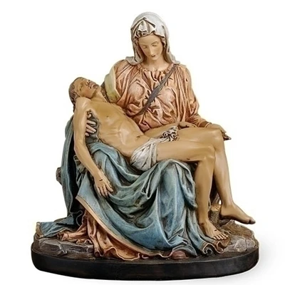 Roman Pieta Religious Tabletop Figurine - 9" - Blue and Beige