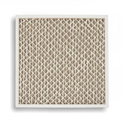 Zentique White and Brown Abstract Criss Cross Square Wall Art 30" x 30"