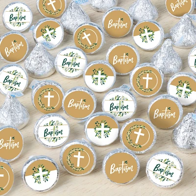 Big Dot of Happiness Baptism Elegant Cross - Religious Party Small Round Candy Stickers - Party Favor Labels - 324 Count