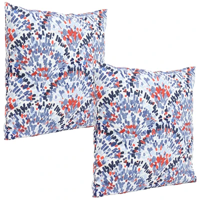 Sunnydaze Decor Sunnydaze 2 Outdoor Decorative Throw Pillows - 17 x 17-Inch - Abstract Red/Blue