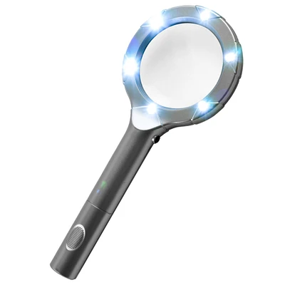 Stalwart 6 LED High Powered Magnifying Glass with Lights Battery Operated Kids Adult Magnifier