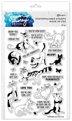 Simon Hurley create. Clear Stamps 6"X9"-Purrfect Cats