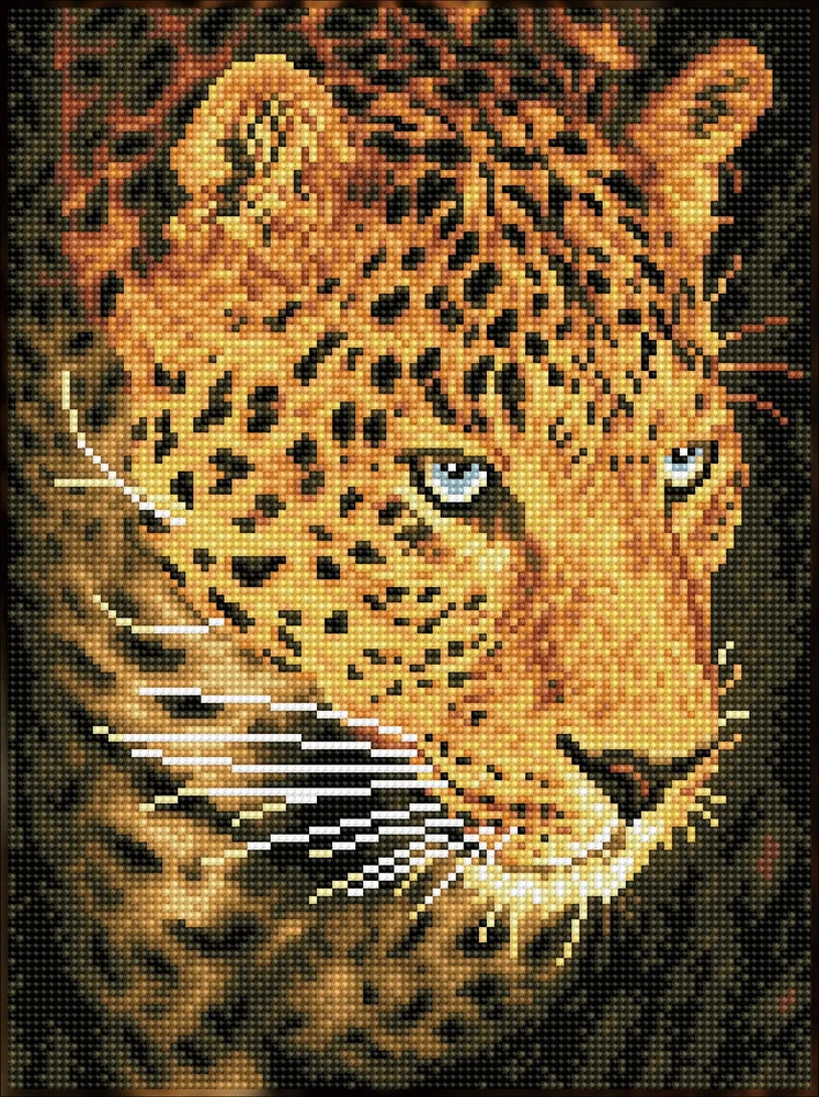 DIAMOND DOTZ ® - Leopard Portrait, Full Drill, Round Dotz, Diamond Painting Kits, Diamond Art Kits for Adults, Gem Art,  Diamond Art, Diamond Dotz Kits, 15.8"x11.8"