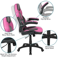 Emma and Oliver Gaming Desk and Racing Chair Set with Headphone Hook, and Monitor Stand