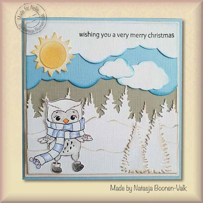 Nellie's Choice  Clear Stamp Christmas Cuties Owl With Winter-Scarf