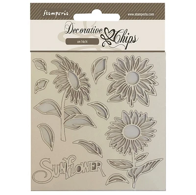 Stamperia Decorative Chips 5.5"X5.5"-Sunflower Art