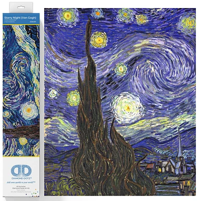 DIAMOND DOTZ ® - Starry Night (Van Gogh), Full Drill, Round Dotz, 16"x20", Van Gogh Diamond Painting, Van Gogh Diamond Art, Diamond Dotz Van Gogh, Van Gogh Paint by Number