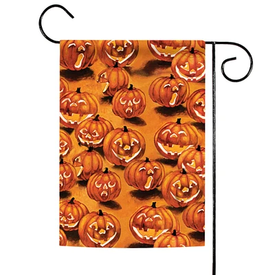 Toland Home Garden Orange Jack-O-Lanterns in the Dark Halloween Outdoor Garden Flag 18" x 12.5"